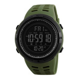 Reloj Pulsera Digital Skmei 1251 Con Correa De Poliuretano Color Verde Musgo - Fondo Negro