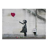 Poster Quadro Mdf Banksy Menina Balão Pintura Muro