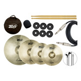 Kit De Pratos Zeus Custom Set C Traditional + Bag + Baquetas