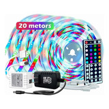 Tira Led Multicolor Luces Led Rgb 20m Control Decorar Cuarto