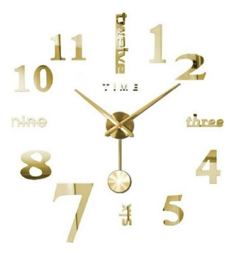 Reloj De Pared 3d Tamaño 100x100cm Color Negro Con Pendulo