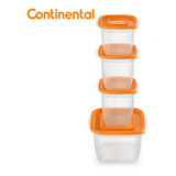 Conjunto Potes Continental Plastico Laranja 6un Cozinha