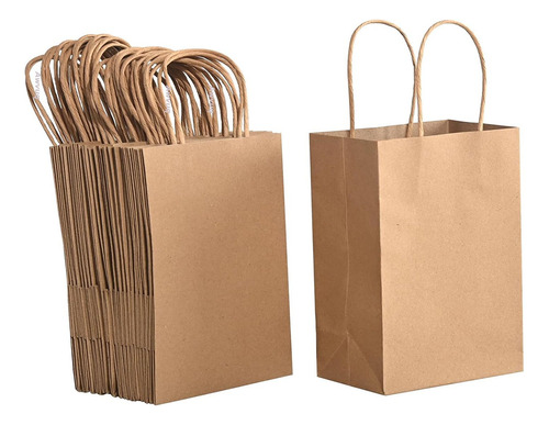 50 Bolsas De Papel Kraft Ecológicas Portátil Decorativas