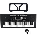 Organo Teclado Sensitivo 61 Teclas 5/8 Usb Atril Fuente K180