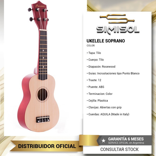 Ukelele Soprano Linea Color Ukulele Bamboo + Funda - Envio