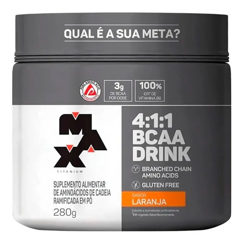 Bcaa Drink Max Titanium 4:1:1 280g Pure Aminoácidos Original Sabor Laranja