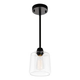 Lámpara Colgante Cristal Vintage Negro Pantalla Vidrio Trans