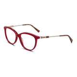 Armação Oculos Grau Colcci C6111c5753 Vermelho Dourado Brilho