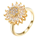 Anillo Giratorio Acero Girasol Ajustable Dorado Plateado