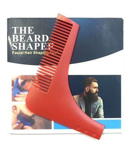 Pente Barba Forma Modelador Barbear Profissional Vermelho