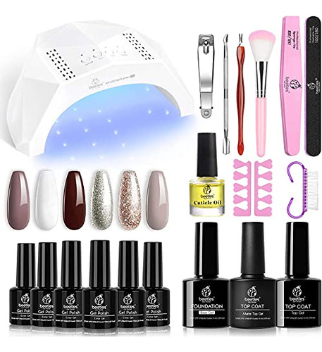 Kit De Esmaltes De Gel Para Uñas 6 Colores Neutro Y Glitter