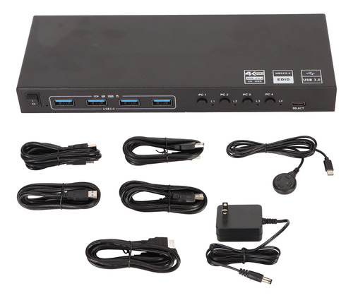 Usb Kvm 8 Puertos 4 Usb3.0 18 Gbps 4k 60 Hz 2k 120 Hz Hdcp 2