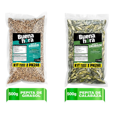 Mix de Semillas Buena Hora: Pepitas de Calabaza y Girasol Peladas, Natural y Sin Gluten, 1 kg | MercadoLibre