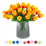 Tulipanes Artificiales Color Degradado 20pcs Para Decoración