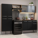Mueble De Cocina Completo 229cm Madesa Emilly 05 Color Rústico/negro