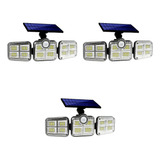 Kit 3x Holofote Solar Com 3 Cabeças Led 800w Powerlight