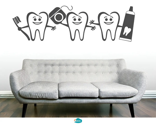 Vinil Decorativo Oficina Dentista Muelas Cepillo 150x40cm