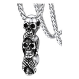 Collar Cadena Cráneo Calavera Acero Inoxidable Para Hombre