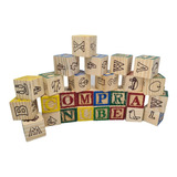 Juguete Didáctico Cubo Madera Letras Números Figuras