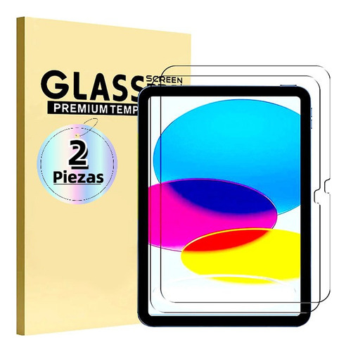 2 Piezas Mica Cristal Templado Para iPad 10 10.9 Pulgadas