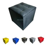 Puff Cubo Banqueta Grande 40x40 Estofado Courino E Suede