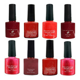 Kit 8 Esmaltes D&z Em Gel Unha Em Tons Vermelhos Secar Cabin