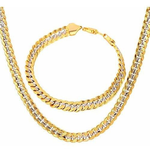 Collar De Cadena Cubana Chapado En Oro De 18 Quilates Y Plat