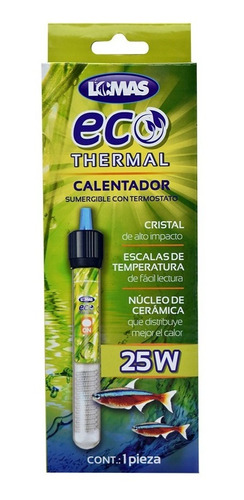 Calentador Sumergible Con Termostato Ecothermal 25 W Pecera