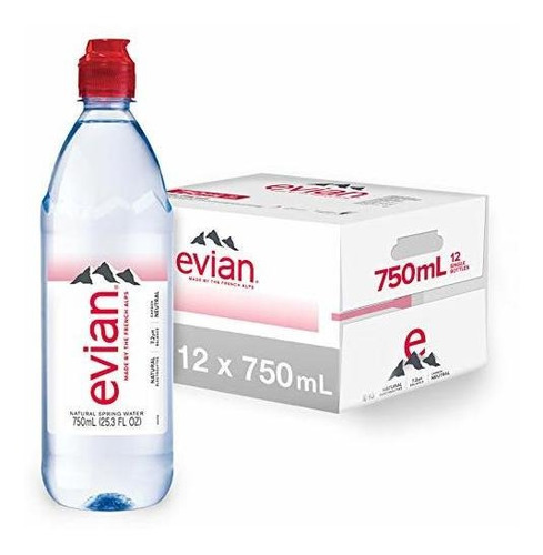 Agua Evian Natural, 750 Ml, 12 Pack