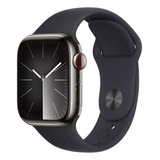 Apple Watch Series 9 Gps + Celular  Caja De Acero Inoxidable Color Grafito De 45 Mm  Correa Deportiva Color Medianoche - M/l - Distribuidor Autorizado