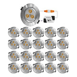 20 Piezas Plafon Empotrado Led 3w Spot Techo Led Luz Calida Color Plateado