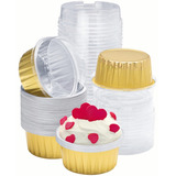 50 Pz Plástico Pastelería Cupcake Reposteria De Aluminio