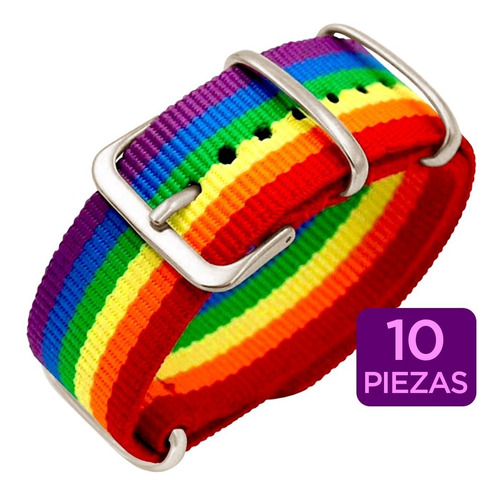 10 Pzs Pulsera Arcoíris Lgbt Pride Orgullo Gay Brazalete