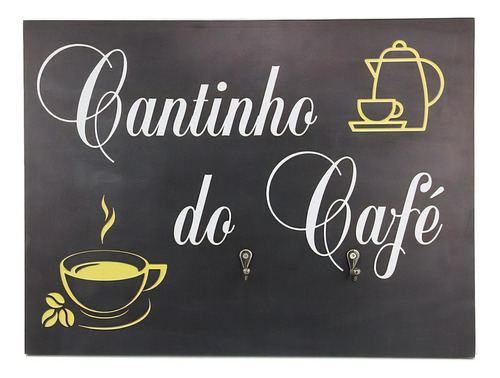 Quadro Decorativo Cantinho Do Café 30x40cm Com Dois Ganchos Cor Preto