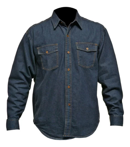 Camisa Jean Dotacion Algodon Trabajo Indigo Clasico Rigido