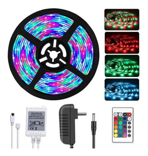 Cinta Luces Tira 300 Led 5 Mt Rgb + Control / Crisol Tecno