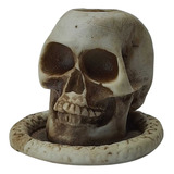Esqueleto Porta Vela Castical Caveira Halloween Em Resina