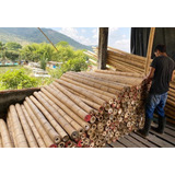 4 Varas De Bambú Natural Adorno 150 Cm Largo / 6-7 Cm Grosor