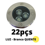 22 Balizador Luz Led 3w Spot Chão Piso Jardim Branco_quente