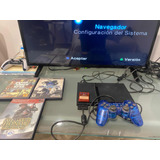 Playstation 2 Slim Con 3 Juegos Y 2 Controles