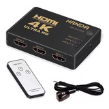 Switch Hdmi 3x1 4k Selector + Control Remoto Extensible 1.1m
