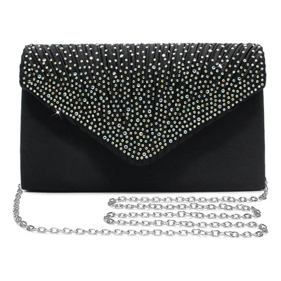 Bolsa Clutch De Noche Para Fiesta Y Boda Con Cadena Negro | Envío gratis