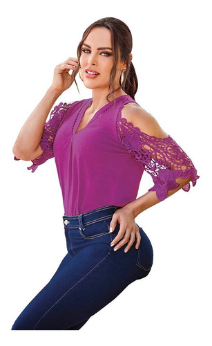 Blusa Casual Mujer Color Magenta  989-79