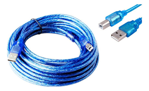 Cable Usb 2.0 De 10 Metros Blindado Impresora Multifuncional Color Azul