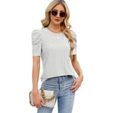 Blusa Casual Moda Manga Abullonada Blusa Para Mujer Elegante