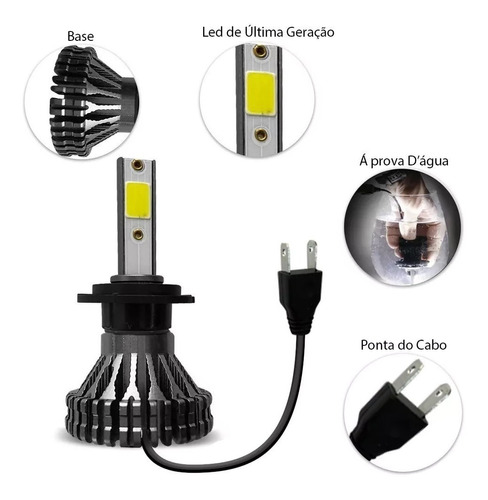 Par Lampada Super Led 6000k H1 H3 H4 H7 H8 H11 Hb3 Hb4 H27