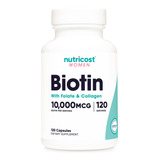 Suplemento Nutricost Biotina 10.000 Mcg Para Mulheres 120 Cá