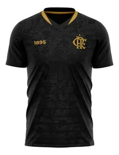 Camiseta Masculina Flamengo Torcedor Brook Preto E Dourado 
