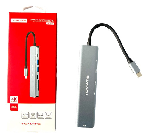 Hub Ubs Tipo C Adaptador Hdmi 4k 7 Em 1 Liga  Alumínio Dock