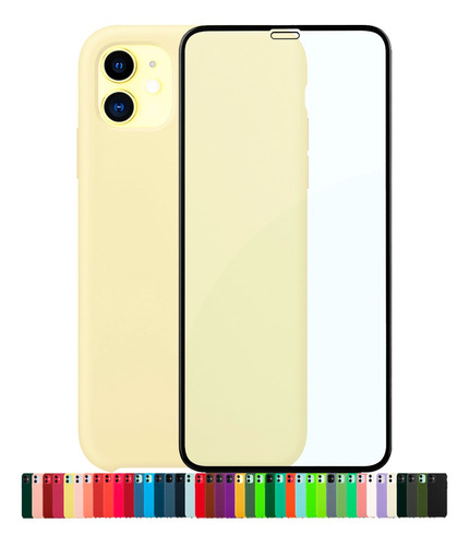 Capinha Silicone Aveludada Compatível iPhone 11 + Película